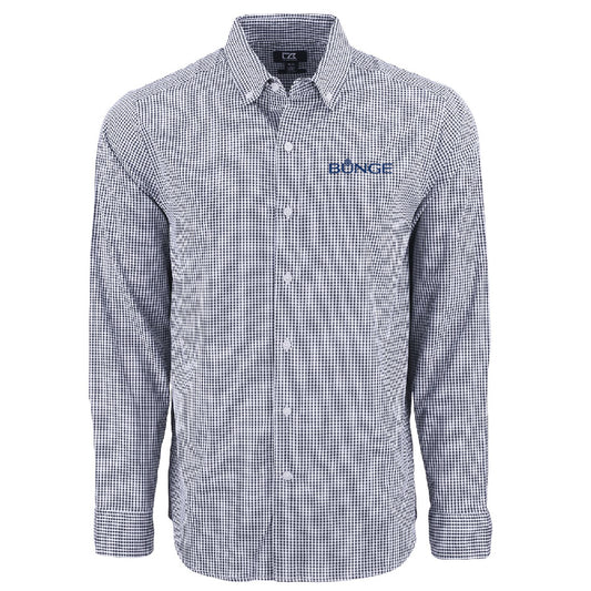 CUTTER & BUCK -  Skyline Eco Recycled Gingham Mens Tall Long Sleeve Dress Shirt (COMING SOON - Mid September)